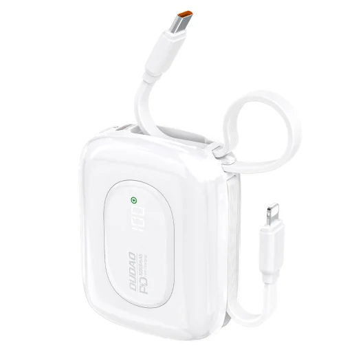 Powerbank Dudao K32 10000 mAh beépített USB-C/Lightning kábellel - fehér - 1