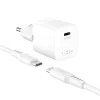 Fixed Wall Charger Mini (FIXCG30M-CC-WH) GaN Type-C PD 3.0 30W Kompakt Kivitel, Type-C Kábellel, 1m Fehér thumbnail