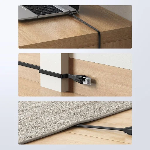 Ugreen LAN kábel Ethernet Cat.8 U/FTP lapos 2m fekete (NW134), Hálózati Kábelek - 13