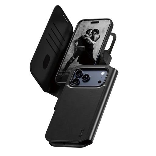 iPhone 17 Pro Max Fekete PanzerGlass® - CARE funkció MagSafe tok Tango Két-az-egyben pénztárca - 1