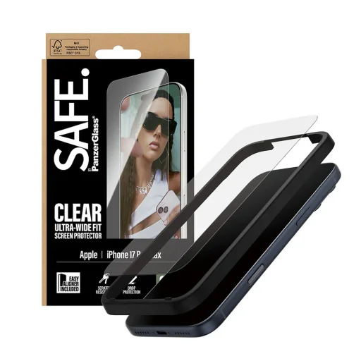 iPhone 17 Pro Max PanzerGlass® - SAFE. Ultra-Wide Fit Képernyővédő EasyAligner-rel - Átlátszó üvegfólia - 1