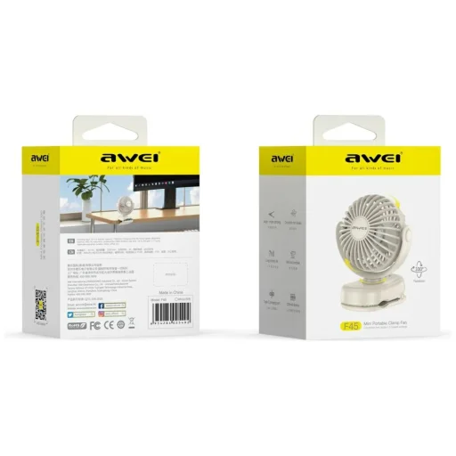 Mini desk fan AWEI F45 with clip 1200mAh white - 8