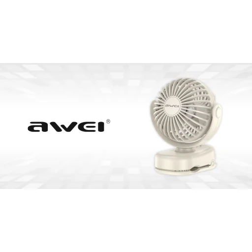 Mini desk fan AWEI F45 with clip 1200mAh white - 9