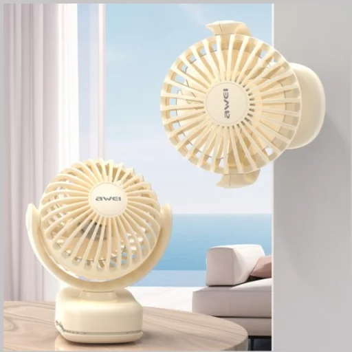 Mini desk fan AWEI F45 with clip 1200mAh white - 10