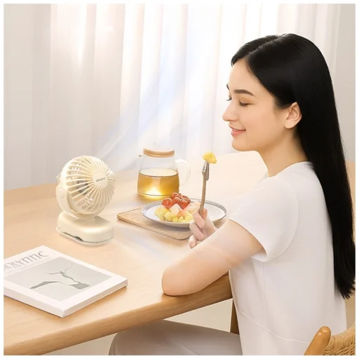 Mini desk fan AWEI F45 with clip 1200mAh white - 5