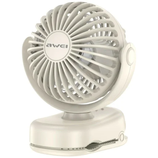 Mini desk fan AWEI F45 with clip 1200mAh white - 1