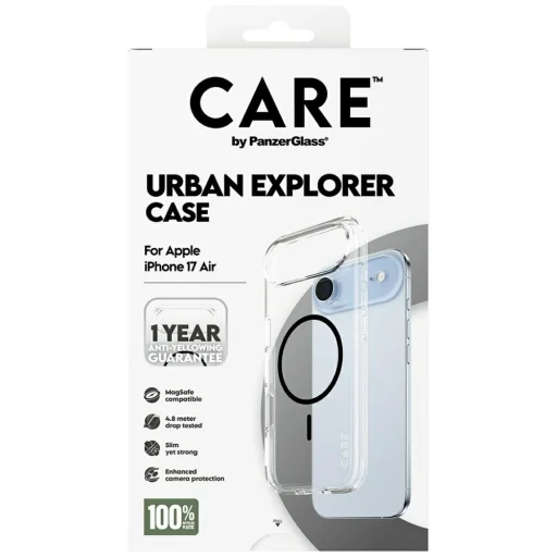 CARE by PanzerGlass Flagship Urban Explorer tok MagSafe kompatibilitással - Átlátszó iPhone 17 Air tok - 5