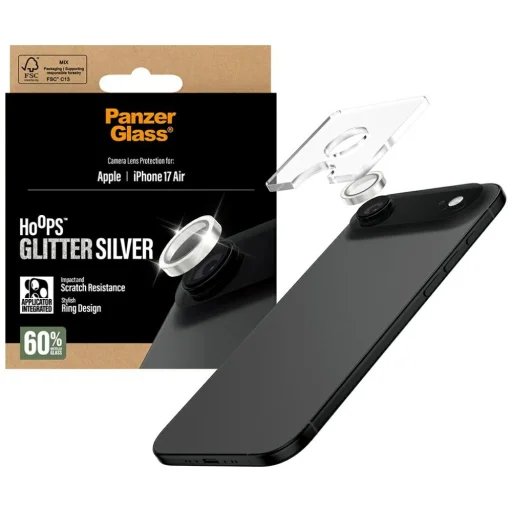 PanzerGlass Hoops Glitter Tempered Glass Lens Screen Protector for iPhone Air - Silver - 4