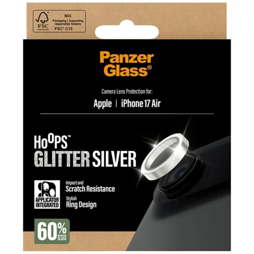 PanzerGlass Hoops Glitter Tempered Glass Lens Screen Protector for iPhone Air - Silver - 5