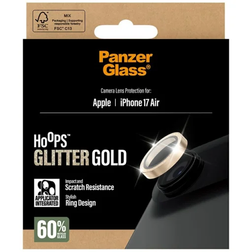 PanzerGlass Hoops Glitter Edzett Üveg Lencsevédő iPhone Air - Arany üvegfólia - 5