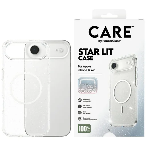 CARE by PanzerGlass Flagship Urban Explorer tok Fehér MagSafe-fel iPhone Air - Átlátszó Csillogó - 1