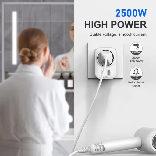 Tech-Protect TA100 utazó adapter UK-EU fehér - 4