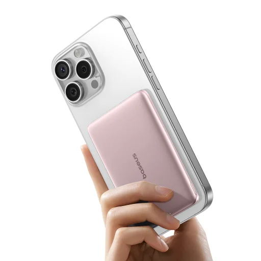 Baseus PicoGo AM41 5000mAh 20W Ultra-vékony Power Bank MagSafe kompatibilis Baseus Simple USB-C 60W 30cm kábellel - Rózsaszín - 3