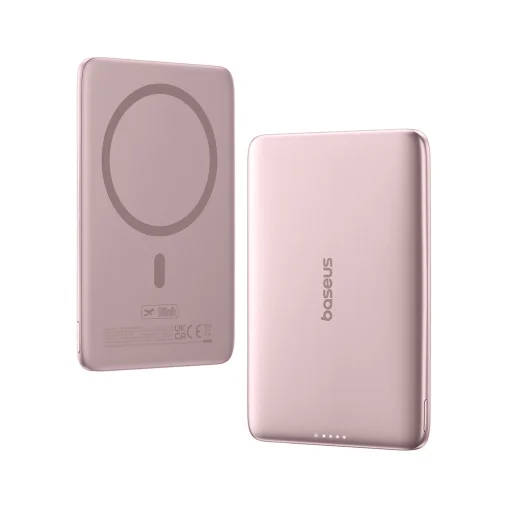 Baseus PicoGo AM41 5000mAh 20W Ultra-vékony Power Bank MagSafe kompatibilis Baseus Simple USB-C 60W 30cm kábellel - Rózsaszín - 4