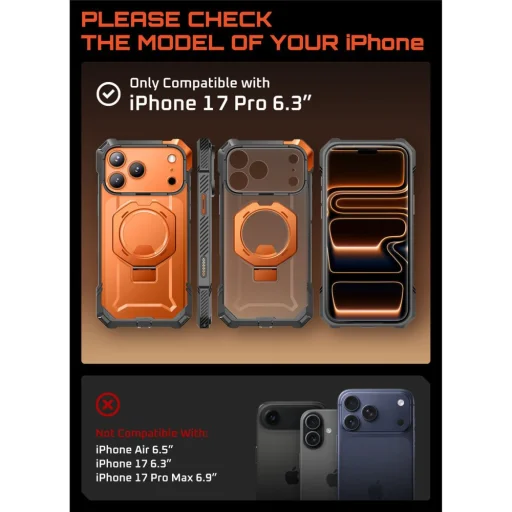 iPhone 17 Pro Supcase Ub Grip Mag Magsafe tok Átlátszó/Korall - 3