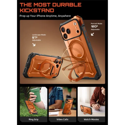 iPhone 17 Pro Supcase Ub Grip Mag Magsafe tok Átlátszó/Korall - 5