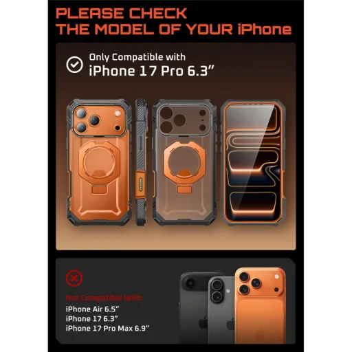 iPhone 17 Pro Max Supcase Ub Grip Pro Mag Magsafe tok Átlátszó/korall - 3