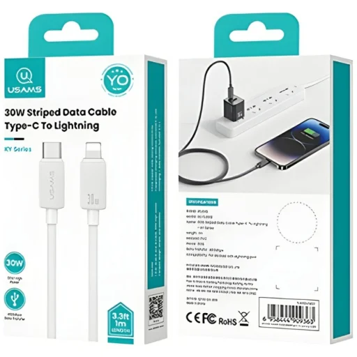 USAMS KY Sorozat US-SJ692 30W USB-C - Lightning 1m kábel fehér - 8