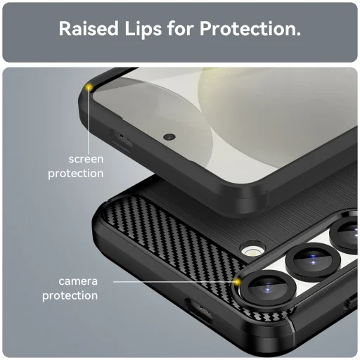 Techsuit - Karbon Szilikon - Samsung Galaxy S25 - Fekete tok - 4