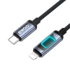 Lightning BWOO X324CL fonott gyors töltőkábel fénykijelzővel PD 27W USB-C - fekete thumbnail
