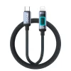 Lightning BWOO X324CL fonott gyors töltőkábel fénykijelzővel PD 27W USB-C - fekete