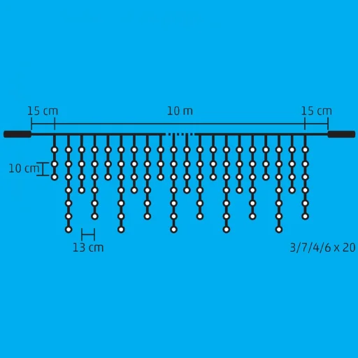 Home DLFJ 400/WH LED-es fényfüggöny, 10 m / 400 db hidegfehér LED, állófényű, fehér vezeték, sorolható, kül- és beltéri kivitel - 2