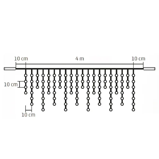Home KSF 200/WH LED-es fényfüggöny, 4 m / 200 db hidegfehér LED, állófényű, fekete vezeték, sorolható, kül- és beltéri kivitel - 1