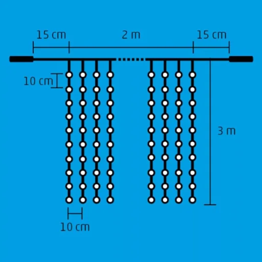 Home DLF 600/WH LED-es fényfüggöny, 2x3 m / 600 db hidegfehér LED, állófényű, fehér vezeték, sorolható, kül- és beltéri kivitel - 2