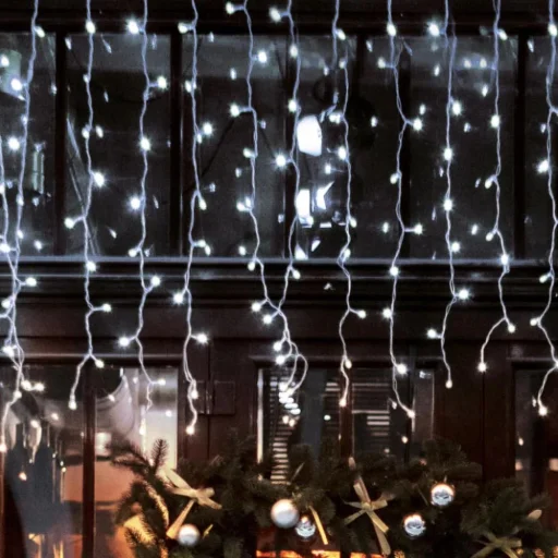 Home DLFJ 200/WH LED-es fényfüggöny, 5 m / 200 db hidegfehér LED, állófényű, fehér vezeték, sorolható, kül- és beltéri kivitel - 1