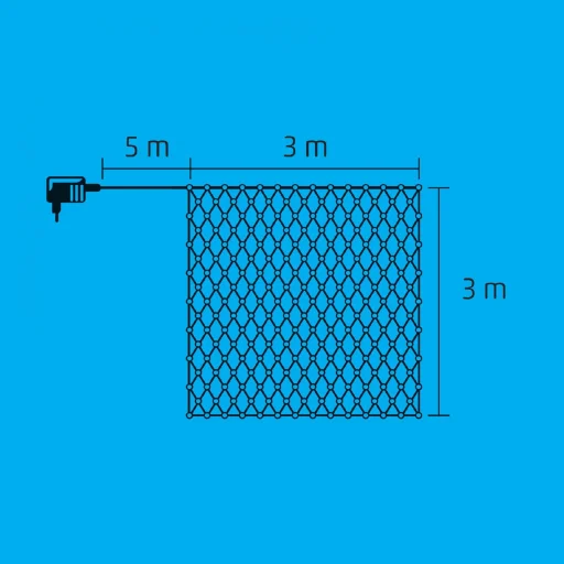 Home KLN 240C/WH LED-es háló, 3x3 m / 240 db hidegfehér LED, zöld vezeték, állófényű, hálózati adapter, kül- és beltéri kivitel - 2