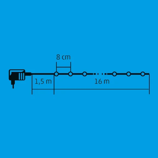 Home KII 200B/M LED-es gömb fényfüzér, 16 m / 200 db színes LED, állófényű, zöld vezeték, hálózati adapter, beltéri kivitel - 2