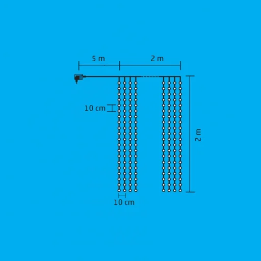 Home MLF 400/WW micro LED-es fényfüggöny, 2x2 m / 400 db melegfehér micro LED, átlátszó vezeték, hálózati adapter, kül- és beltéri kivitel - 2