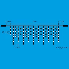 Home DLFJ 200F/WW LED-es sziporkázó fényfüggöny, 5 m / 200 db melegfehér LED, állófényű, fehér vezeték, sorolható, kül- és beltéri kivitel