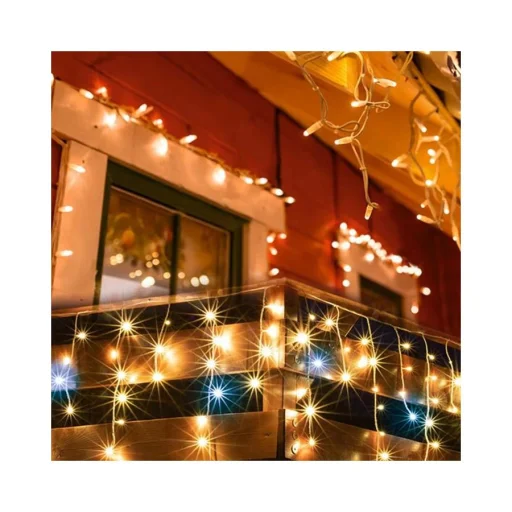 Home DLFJ 200F/WW LED-es sziporkázó fényfüggöny, 5 m / 200 db melegfehér LED, állófényű, fehér vezeték, sorolható, kül- és beltéri kivitel - 2