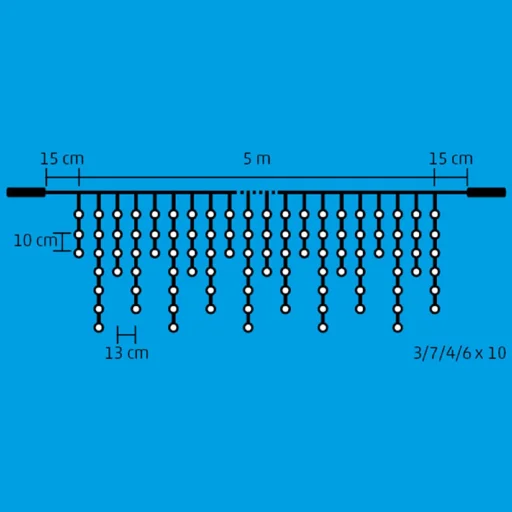 Home DLFJ 200F/WW LED-es sziporkázó fényfüggöny, 5 m / 200 db melegfehér LED, állófényű, fehér vezeték, sorolható, kül- és beltéri kivitel - 1
