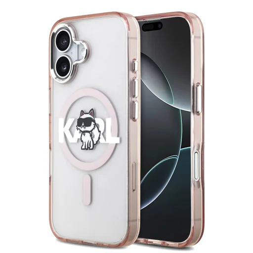 iPhone 17 Karl Lagerfeld - IML Choupette Sketch Logo MagSafe (KLHMP17SHGCHGKBP) - Pink tok - 1