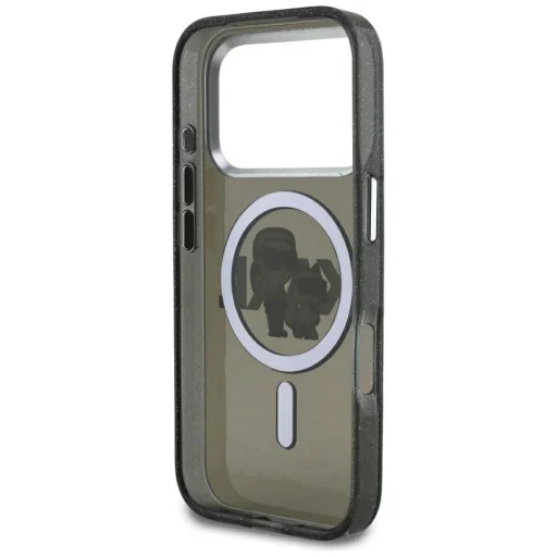 iPhone 17 Pro Karl Lagerfeld - IML Glitter Karl & Choupette Sketch Logo MagSafe (KLHMP17LHGKCGKBK) - Fekete tok - 4