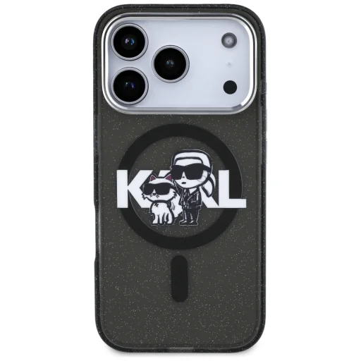 iPhone 17 Pro Karl Lagerfeld - IML Glitter Karl & Choupette Sketch Logo MagSafe (KLHMP17LHGKCGKBK) - Fekete tok - 6