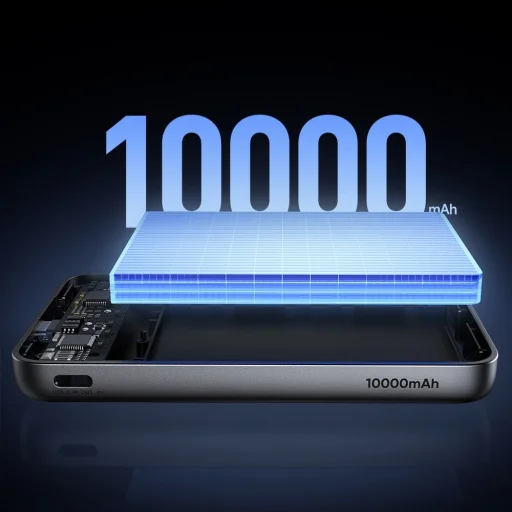 Mcdodo - 2 az 1-ben mágneses külső akkumulátor (MC-6310) - Összecsukható telefontartó, Qi2, 10000 mAh, 20W, LED kijelző - Fekete - 8