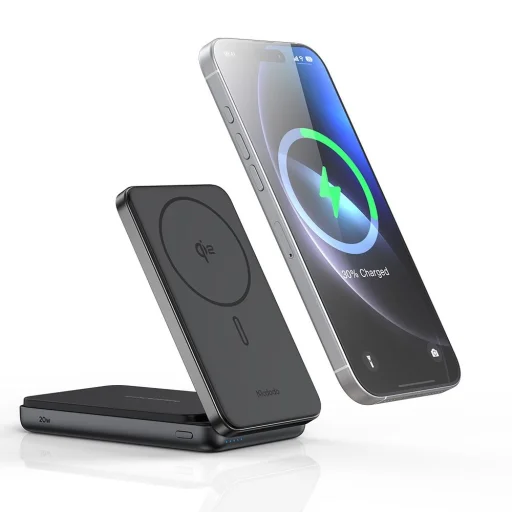 Mcdodo - 2 az 1-ben mágneses külső akkumulátor (MC-6310) - Összecsukható telefontartó, Qi2, 10000 mAh, 20W, LED kijelző - Fekete - 1