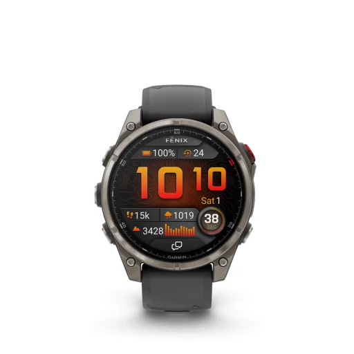 GARMIN fenix 8 Pro 47mm AMOLED Sapphire Titanium grafit/black silicone band - 1