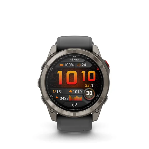 GARMIN fenix 8 Pro 51mm AMOLED Sapphire Titanium grafit/black silicone band - 1