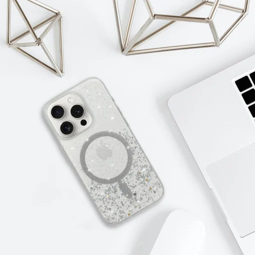 Tel Protect Moonlite Magsafe tok iPhone 15 Pro Max-hoz ezüst áttetsző - 5