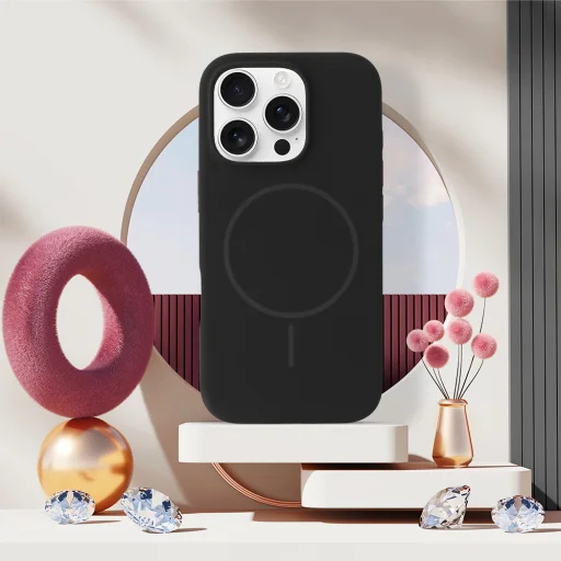 Magsafe Slim Szilikon tok iPhone 15 Pro fekete - 5