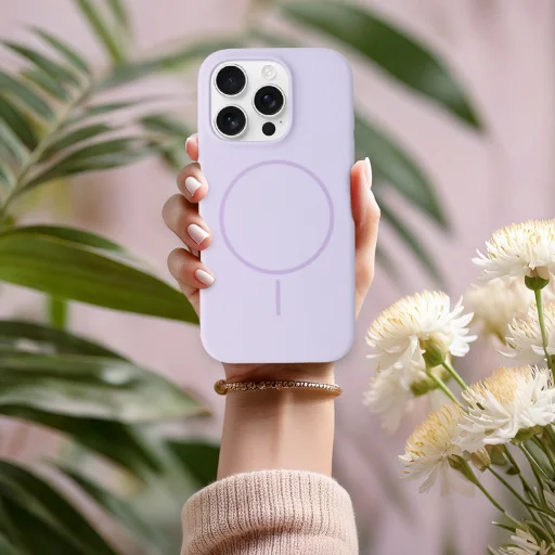 Magsafe Slim Szilikon tok iPhone 15 Pro Max lila - 6