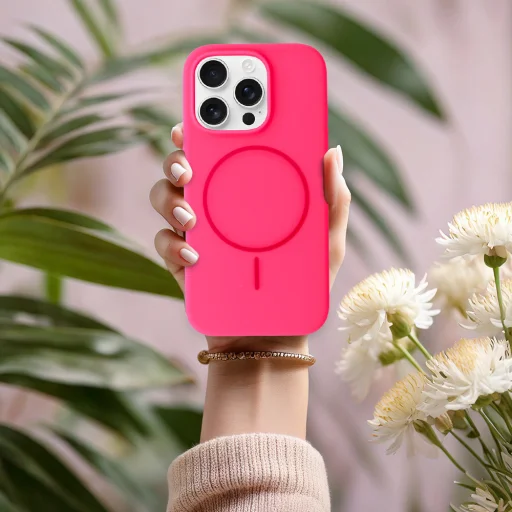 Magsafe Slim Szilikon tok iPhone 16 Plus pink - 6