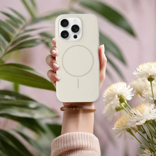 Magsafe Slim Silicone iPhone 16 Plus tok stone - 6