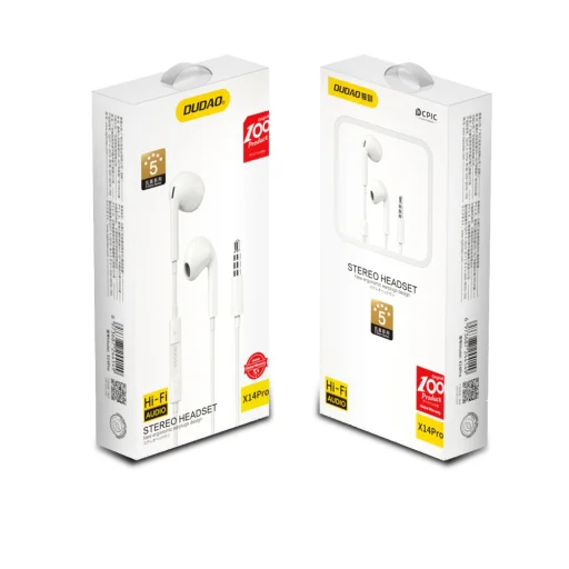 Dudao fülbe helyezhető fejhallgató 3.5mm minijack csatlakozóval fehér (X14PRO) - 5