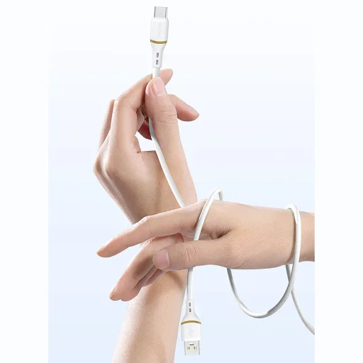 Dudao L25T USB-A - USB-C Szilikon Kábel 5A 1m - Fehér - 5