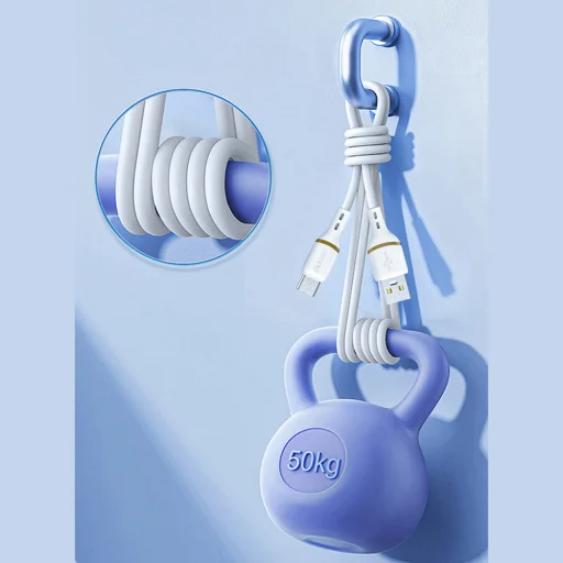 Dudao L25T USB-A - USB-C Szilikon Kábel 5A 1m - Fehér - 6